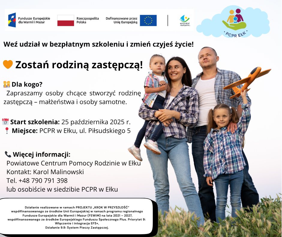Informacja o rozpoczęciu rekrutacji na bezpłatne szkolenie dla kandydatów do pełnienia funkcji rodziny zastępczej