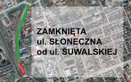 Chiuso Słoneczna Street da Suwalska Street
