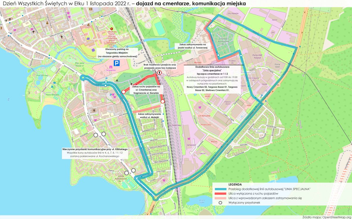 Allerheiligen in Ełk 1. November 2022 – Zugang zu Friedhöfen, öffentlichen Verkehrsmitteln